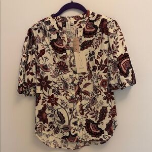Joie Linen Blend Floral Button Front Blouse | Size S | NWT